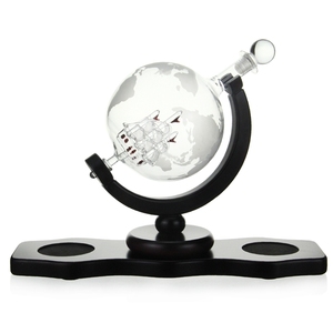 Decantador <span class=keywords><strong>de</strong></span> Whisky <span class=keywords><strong>de</strong></span> Vidrio Transparente Decorativo Único y Elegante con Grabado <span class=keywords><strong>de</strong></span> Globo Terráqueo <span class=keywords><strong>de</strong></span> 850 ml, Apto para Alimentos, Regalo Empresarial - Product Image 2