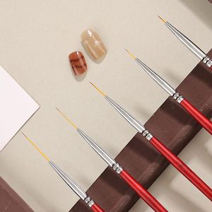 Pinceau à ongles à manche en bois rouge 6 mm 9-24 mm, outil de dessin de précision pour la manucure et le nail art - Product Image 4