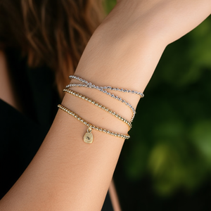 Fashion <b>Beaded</b> <b>Bracelets</b> Set 316L Stainless Steel PVD <b>Gold</b> Plating Sustainable Resistant Jewelry for Women - Product Image 3