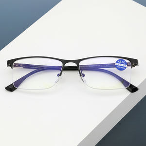 نظارات قراءة نصف إطار بالجملة عالية الجودة UV400 من المعدن الذهبي المقاوم للصدأ مع حماية من الضوء الأزرق لكبار السن للرجال والنساء - Product Image 2