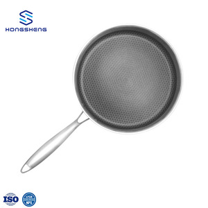 Padella profonda in acciaio inossidabile a tre strati ecologica per la cucina domestica con coperchio in vetro - Product Image 2