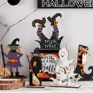Venta caliente Decoraciones de Halloween <span class=keywords><strong>Brujas</strong></span> Fantasmas Adornos de madera pintados Disfraces de fiesta de Halloween Accesorios Adornos - Product Image 2