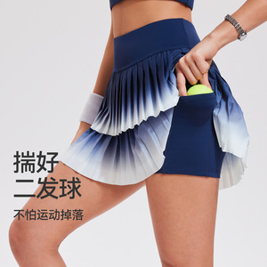 Rok S-3XL model A-line untuk Golf, rok tenis warna kontras lipit polos, pakaian di samping saku A-line, rok pinggang tinggi mewah - Product Image 4