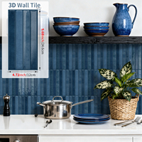 Autocollant de carrelage 3D bleu cobalt à coller, 4,72x9,68 pouces, étanche, en gel 3D, pour crédence de cuisine domestique