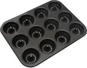 12 Cups Mini Fluted Tube Cake Pan for Making Mini brownies, Mini muffin and Fluted tube cakes