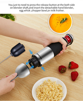 Mixeur par Immersion pour cuisine, 150 w, mélangeur multifonctionnel, bâtonnet de ménage, robot de hacheur pour Smoothies et smoothie, 1200w