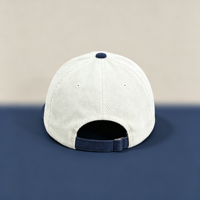 Gorra de Béisbol de Pana de Dos Tonos con Diseño de Alta Calidad, Blanca y Azul, de 6 Paneles, con Visera Curva y Logotipo Bordado de Montaña
