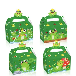 DD158绿色青蛙糖果双面不同设计纸质礼品蛋糕糖果盒儿童生日派对