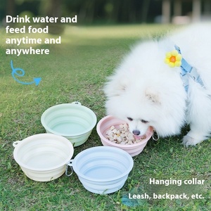 HEYBO Bol pour chien portable et pliable en silicone, couleur unie, écologique, pour l'eau et la nourriture - Product Image 1