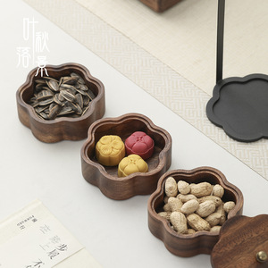 <b>Walnut</b> Wood Storage Box With Handle Rectangle Fruit Platter For Snacks And Dried Fruits - Product Image 2