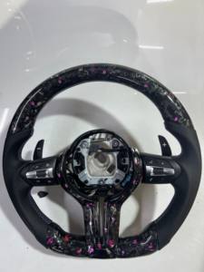 Volante YLD de Fibra de Carbono Real con Levas Anchas para <span class=keywords><strong>BMW</strong></span> M3 M4 F80 F82 E90 E91 E60 X5 F15 X6 F16 F10 F30 F32 F36 <span class=keywords><strong>F60</strong></span> - Product Image 1