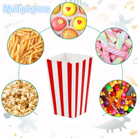 Kotak Makanan Kertas Pabrik Desain Vintage Retro untuk Pesta, Kotak Popcorn Berwarna Merah & Putih, Ember Kertas Popcorn untuk Malam Film