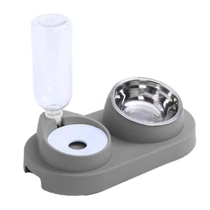 Distributore Automatico di Cibo e Acqua 3 in 1 per Cani e Gatti <span class=keywords><strong>con</strong></span> Ciotola Inclinata, Set Stazione di Alimentazione e Idratazione - Product Image 1