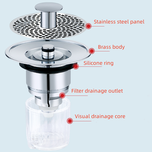 Lavabo Anti-odeur Anti-insecte Anti-colmatage noyau à ressort pressant Type égouttoir accessoires pousser vers le bas Pop-up <span class=keywords><strong>bouchon</strong></span> d'eau - Product Image 4