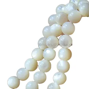 Cuentas redondas de 4-14mm, concha de perla madre blanca, perlas redondas