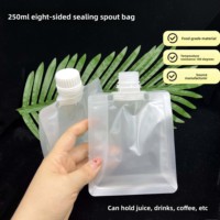 Pochette souple alimentaire mate transparente durable avec bec verseur, sac à jus anti-fuite avec bouchon à vis pour emballage de liquides, lait et condiments