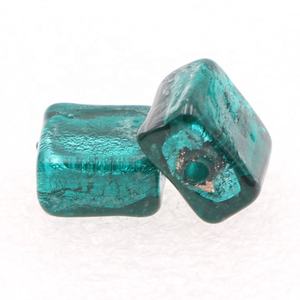 12mm Square Silver Foil <strong>Waist</strong> Beads <strong>Bracelet</strong> Necklace Loose Nature Crystal Lampwork Glass Beads for Jewelry Making - Product Image 2