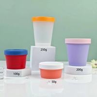Pot cosmétique 100 ml blanc coloré à couvercle vissé pour crème visage, en plastique PP, avec impression sérigraphiée, pour gel d'aloe vera et crème glacée