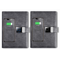 8000mAh PU cuero carga inalámbrica A5 Notebook Power Bank 10W estación de energía de salida con función de soporte