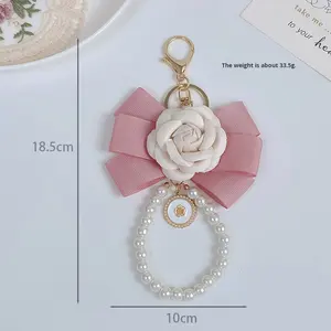 Indah busur gantungan kunci modis tas liontin dengan mutiara rantai Yiwu produsen bergaya Aksesori - Product Image 3