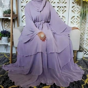 <span class=keywords><strong>Kimono</strong></span> élégant de Dubaï, Turquie, Arabie, Oman avec <span class=keywords><strong>voile</strong></span> en mousseline 3 couches, vêtements islamiques ouverts, robes musulmanes, Abaya - Product Image 4