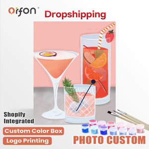 Kit de peinture par numéros Orfon TZ6086 Fraise DIY <span class=keywords><strong>sur</strong></span> <span class=keywords><strong>toile</strong></span> acrylique pour décoration intérieure, comprenant des pinceaux et un motif de dessin animé encadré - Product Image 1