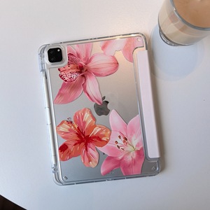 เคสใสลายดอกไม้พิมพ์ลายอะคริลิคหนัง PU พร้อมช่องใส่ดินสอสำหรับ <span class=keywords><strong>iPad</strong></span> รุ่นที่ 12 11 10 Pro 11 นิ้ว - Product Image 4
