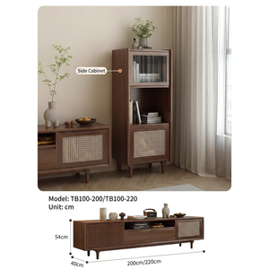 Modern Light Luxury Solid Wood TV Stand with <b>Hidden</b> Storage and Open Shelf for Living Room Bedroom Apartment - Product Image 5
