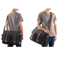 Haute qualité multi-rabat poche école bureau toile côté fronde bandoulière bagages voyage épaule sac de messager pour hommes