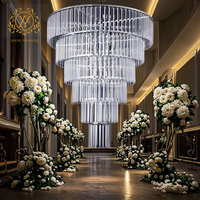 Accessoires de mariage lustre en cristal multicouche avec bande de glace pendentif en acrylique décoration coréenne de plafond de scène de salle de mariage