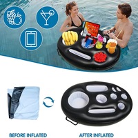 Siège de plateau flottant d'été de haute qualité pour boissons Fruits Porte-gobelet gonflable à huit trous pour les activités de plein air pour les plongeurs