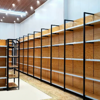 Rak Gondola Logam Berkualitas Tinggi untuk Supermarket, Rak Satu Sisi yang Dapat Disesuaikan, Rak Toko Ritel, Rak Dinding