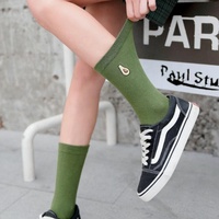 Calcetines Bordados para Mujer, Diseño Lindo de Frutas y Planetas, Calcetines Casuales Minimalistas para Uso Diario, Logotipo en el Cuerpo/Manguito, Venta al Por Mayor Personalizada