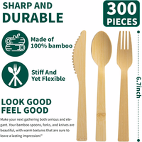 Juego de Cubiertos de Bambú Zero Waste, Cuchara, Tenedor y Cuchillo Desechables, Sostenibles, Libres de Plástico, Compostables, Utensilios de Cocina, Paquete al por Mayor
