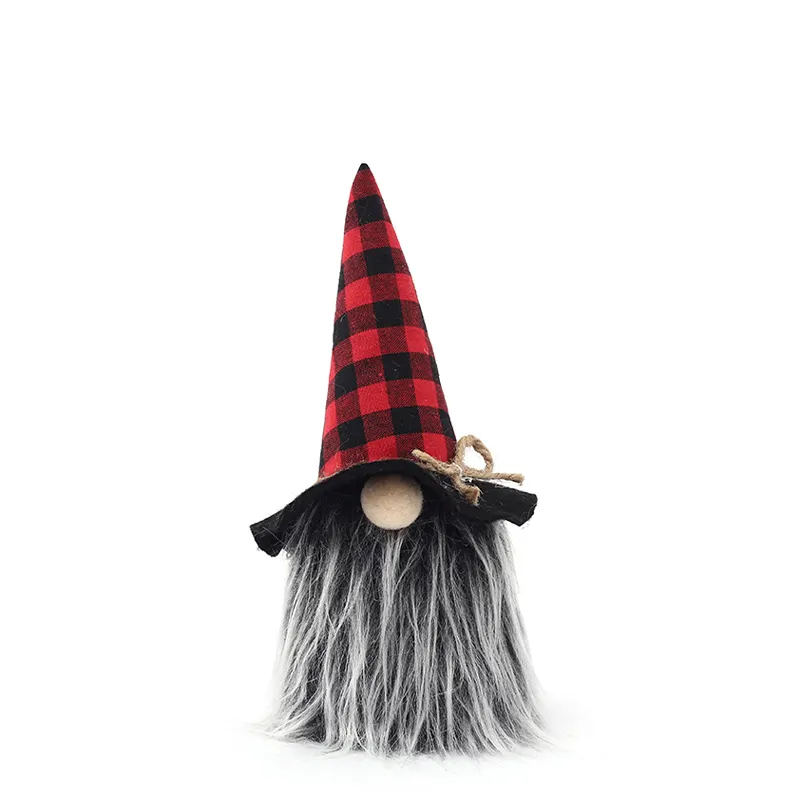 Halloween Party Holiday Decoration Black&Red Plaid Fabric Faceless pyroar plush Doll Gnomes Standing Halloween Witch