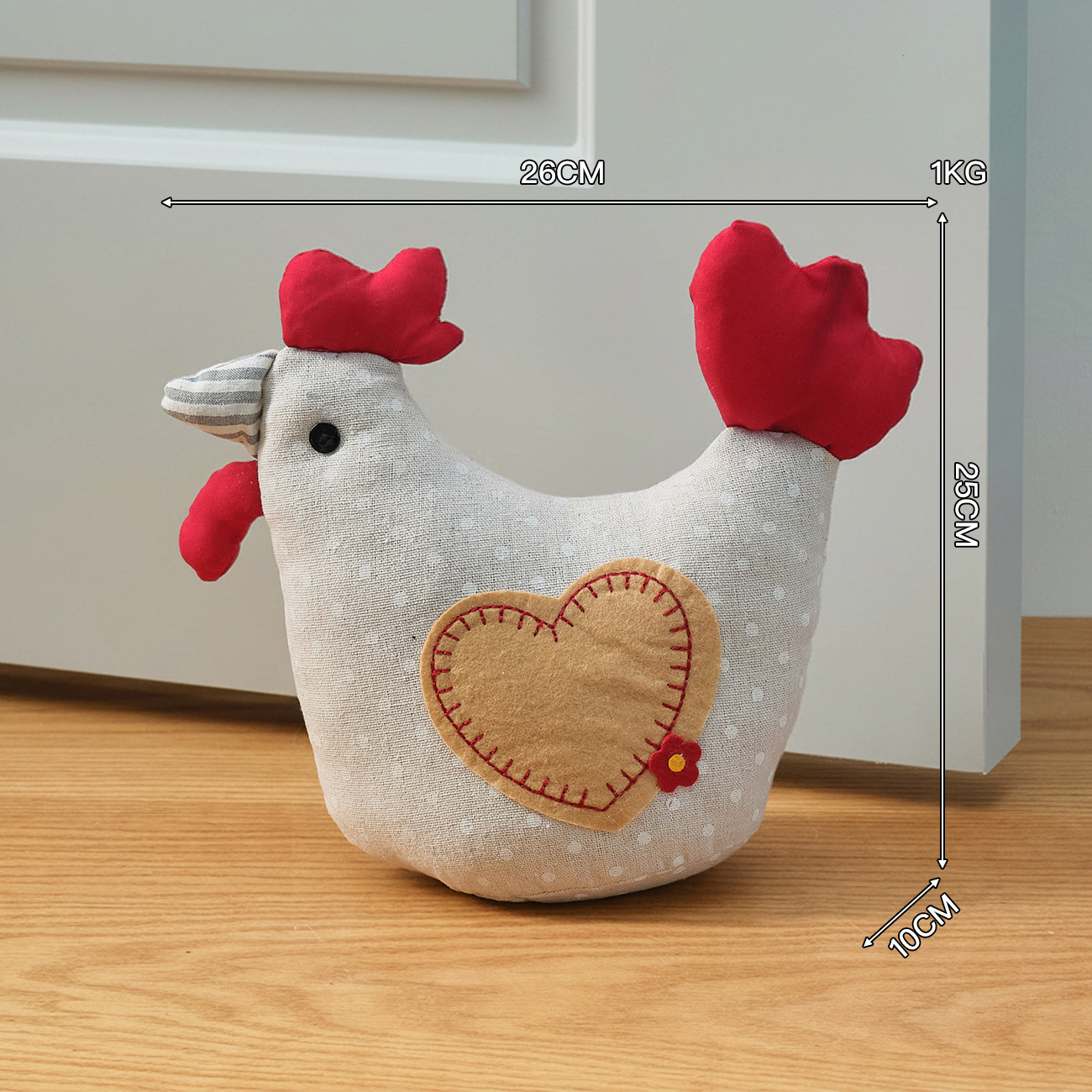 Heart-shaped chick doorstop