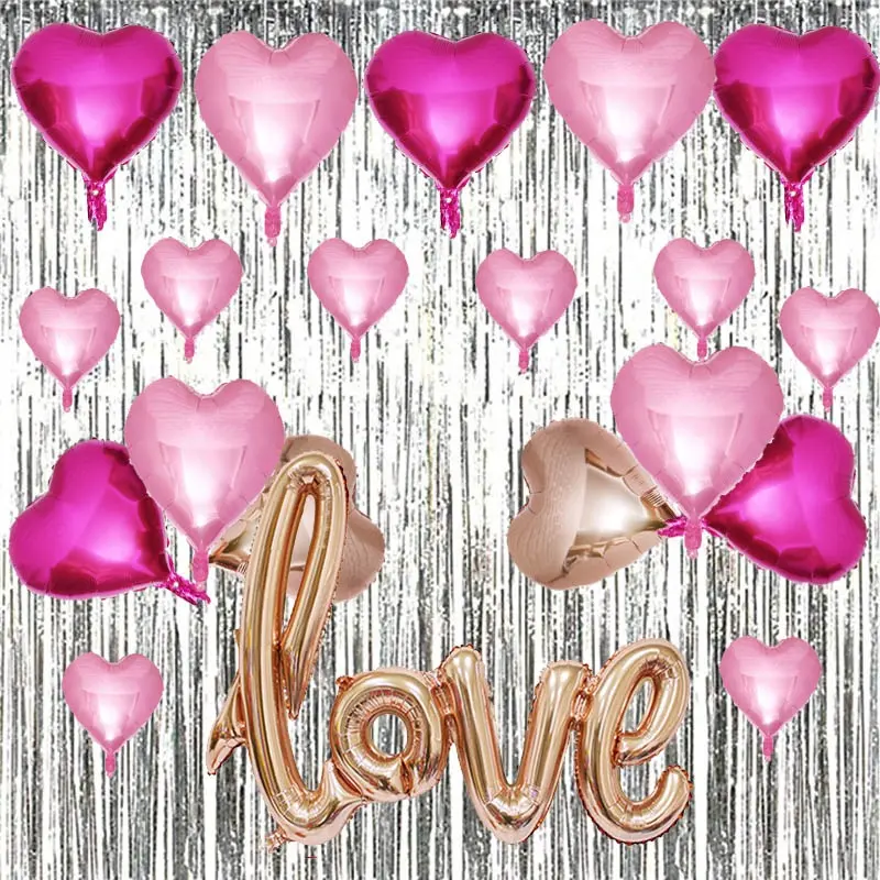 Love Letter Balloons Heart Balloons Silver Backdrop Perfect For Engagements Bridal Showers Decorations Expression Decoration
