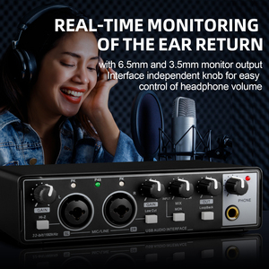 <span class=keywords><strong>Interfaz</strong></span> <span class=keywords><strong>de</strong></span> <span class=keywords><strong>Audio</strong></span> USB Portátil Profesional MD22, Tarjeta <span class=keywords><strong>de</strong></span> Sonido <span class=keywords><strong>de</strong></span> 2 Canales y 192kHz para Laptop/Computadora, Karaoke y Grabación en Estudio Musical - Product Image 4