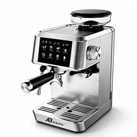 Cafetera Eléctrica Espresso Anbo de Acero Inoxidable con Molinillo Integrado, Automática, 20 Bares de Presión, para Uso Doméstico