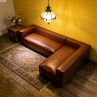 Canapés d'angle modulaires italiens modernes, ensemble de canapés sectionnels en cuir marron rétro pour la maison, l'appartement, le salon, l'hôtel, le bureau, le hall