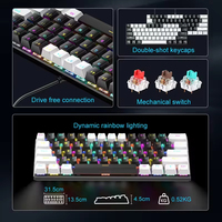 Teclado Mecánico con Cable de 61 Teclas, Tipo C, Intercambiable en Caliente, RGB, para Juegos de Computadora