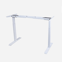 Bureau électrique convertible moderne à hauteur réglable avec double moteur, pour position assise et debout, avec cadre blanc