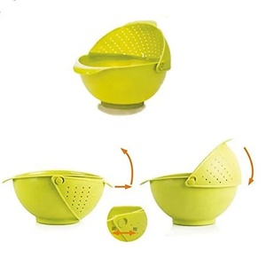 2 trong 1 nhựa nhà bếp Lọc colander đầy màu sắc dày cống giỏ với xoay bìa cho rau rửa bát không trượt - Product Image 6