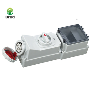 Interrupteur-prise interverrouillable industriel IEC60309 32A 4P IP67 400V Rouge 6h ON-OFF RCB <span class=keywords><strong>Duo</strong></span>/Din Standard avec guide d'<span class=keywords><strong>installation</strong></span> sur rail CE - Product Image 1