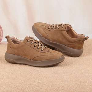 Chaussures décontractées pour hommes en cuir de vachette rétro, à lacets, bout rond, semelle extérieure en cuir véritable, amorti en caoutchouc, toutes saisons, Dongguan - Product Image 4