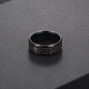 Men's Black Stainless Steel Cross <b>Ring</b> SA1125 Minimalist Jewelry Gift - Product Image 3