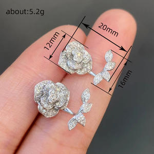 Pendientes de diamantes de platino y oro blanco, corte brillante redondo, color D, diamantes naturales, joyería romántica para boda para mujer - Product Image 6