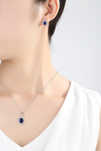 Ensemble de bijoux de mariage <span class=keywords><strong>Princesse</strong></span> <span class=keywords><strong>Kate</strong></span>, collier et boucles d'oreilles ovales en zircon - Product Image 5