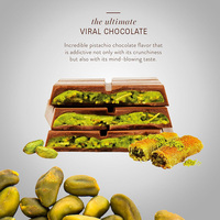 Barre de chocolat au pistache de Dubaï OEM, Kunafa Kataifi fourrée au chocolat noir et au lait, collation, marque privée, vente en gros