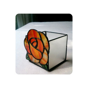 Flor roja con negro <span class=keywords><strong>estambre</strong></span> de vidrio sostenedor de vela de <span class=keywords><strong>cristal</strong></span> hecho a mano arte trabajo - Product Image 4
